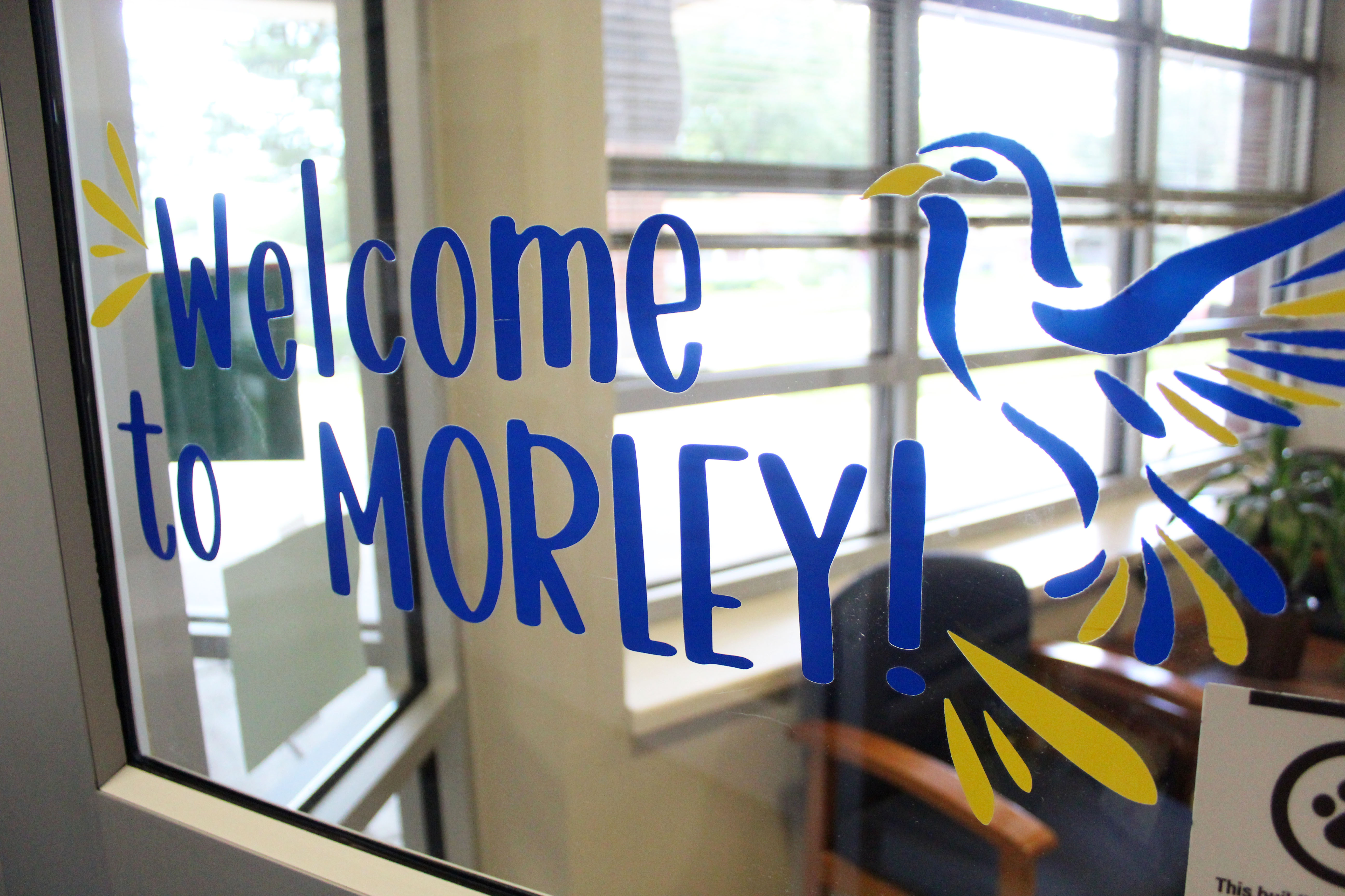 Morley office entrance with the phrase "Welcome to Morley" on the glass