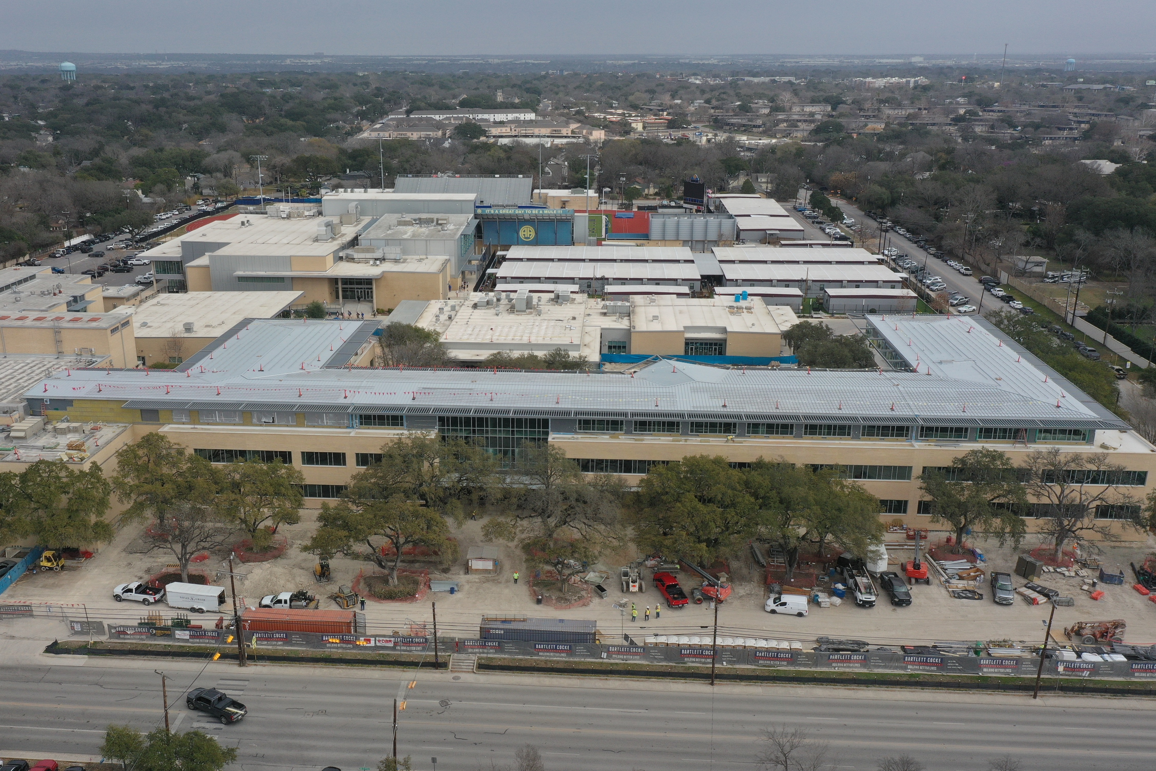 Aerial photo of construction at AHHS