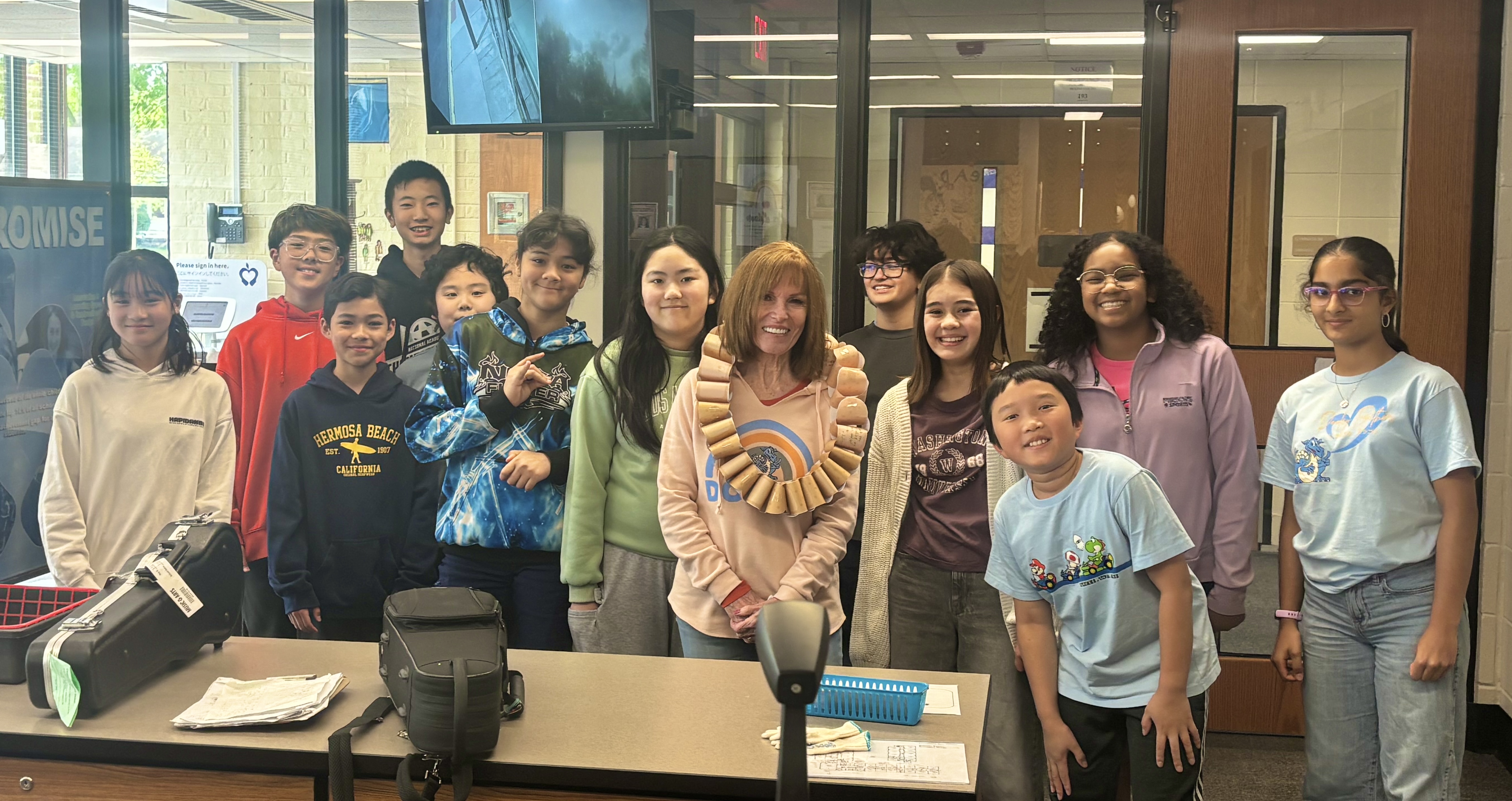 Mrs. Johnson our nurse with students