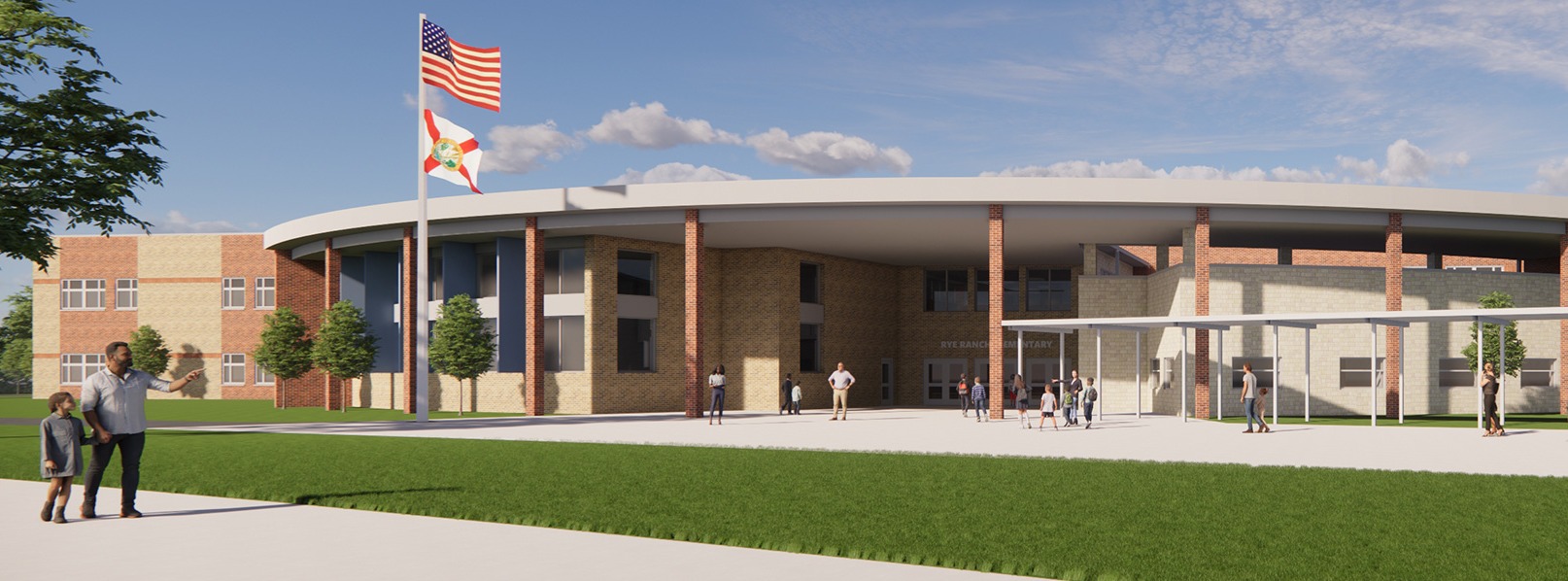architectural rendering of school entrance