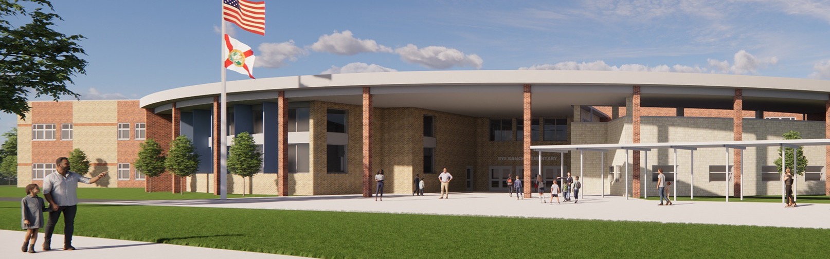 architectural rendering of school entrance