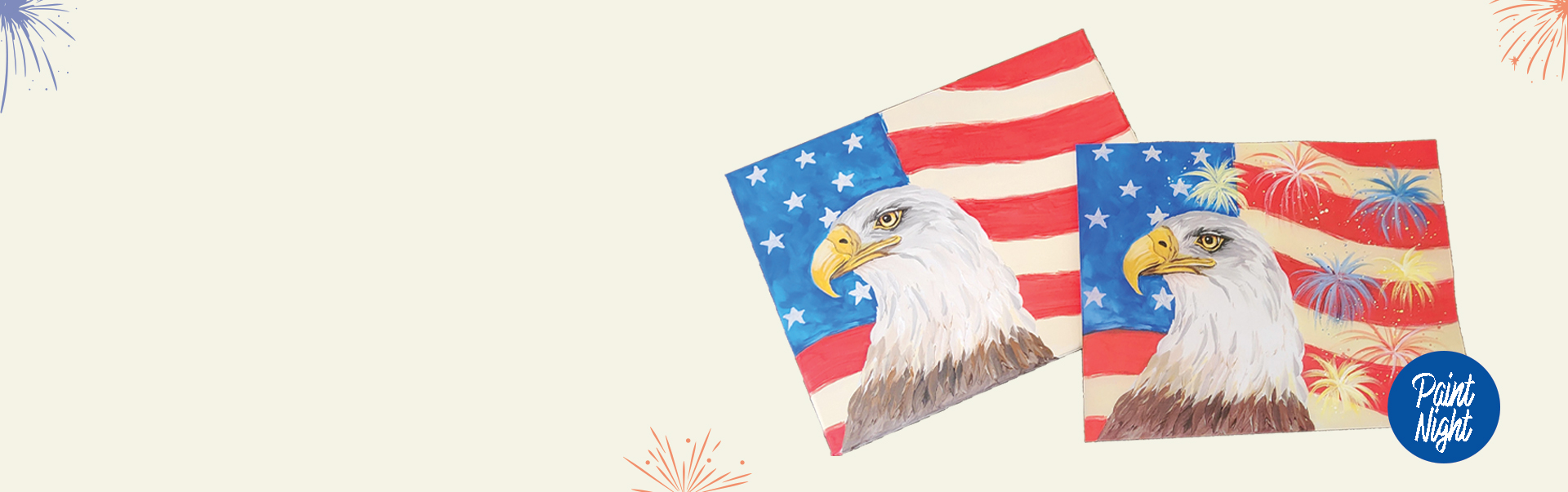 Painting of an eagle on american flag background