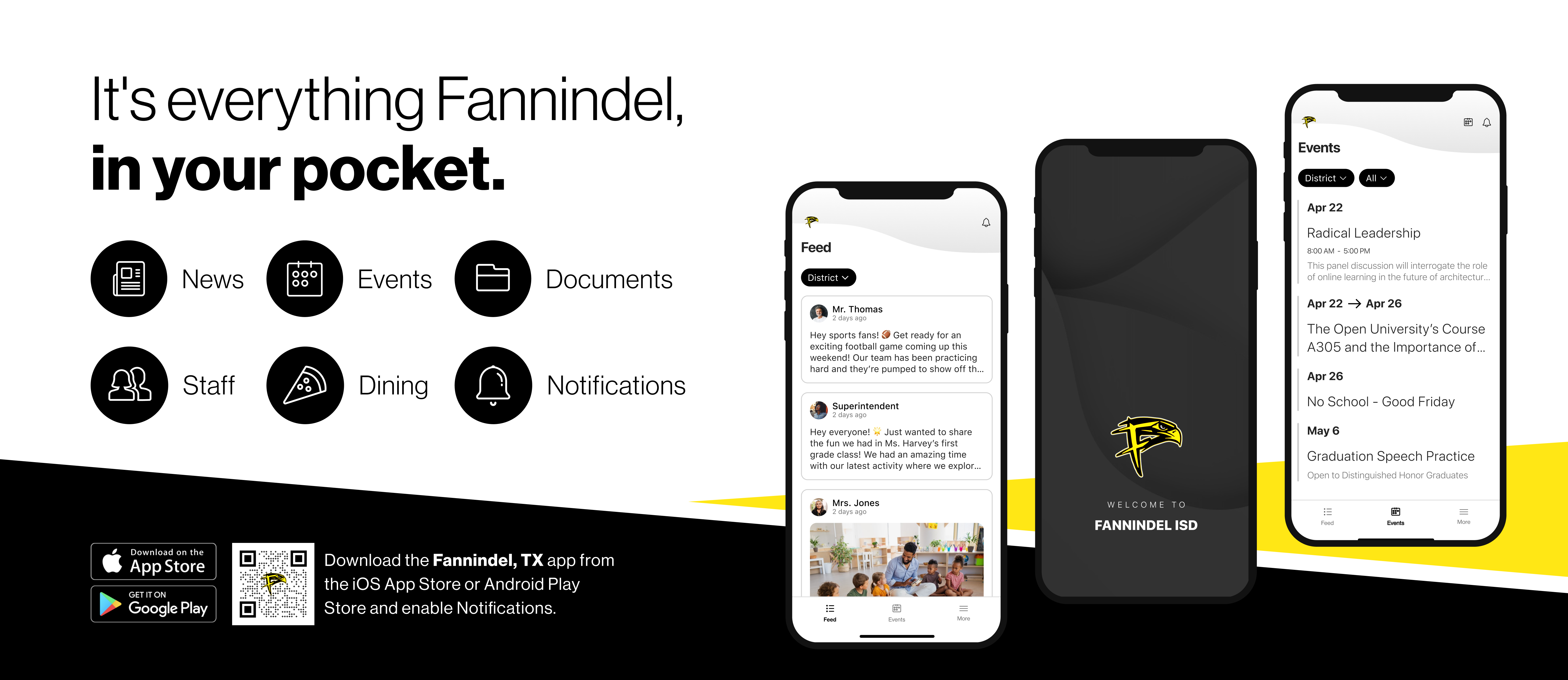 Graphic Promoting the app and QR code 