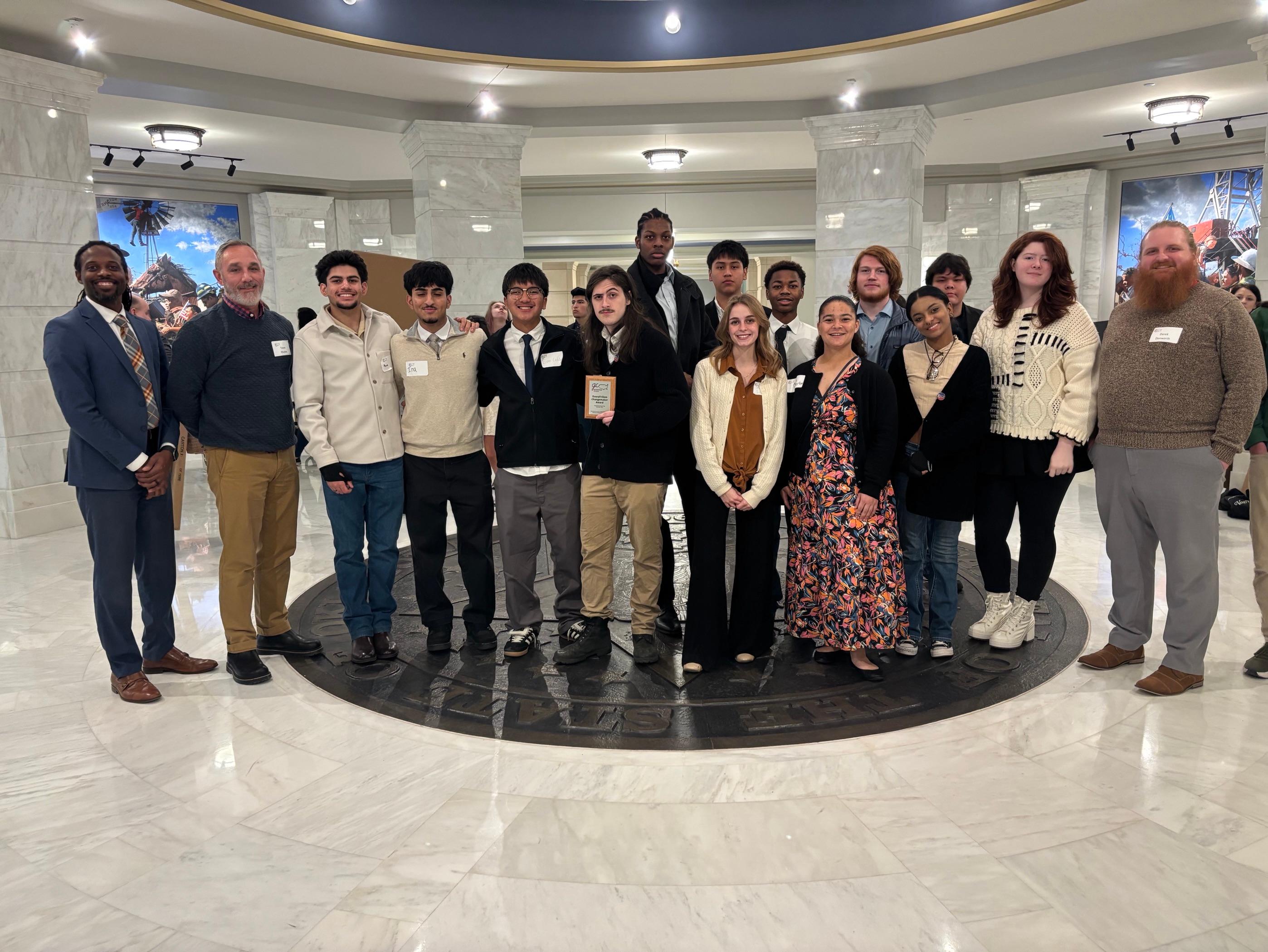 AP Government students win the Change Maker award at our state Capitol this spring.