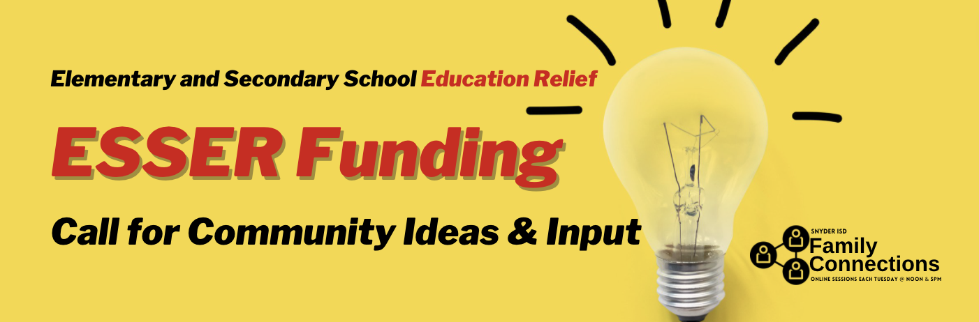 ESSER Funding Call for Community Ideas And Input Graphic with lightbulb