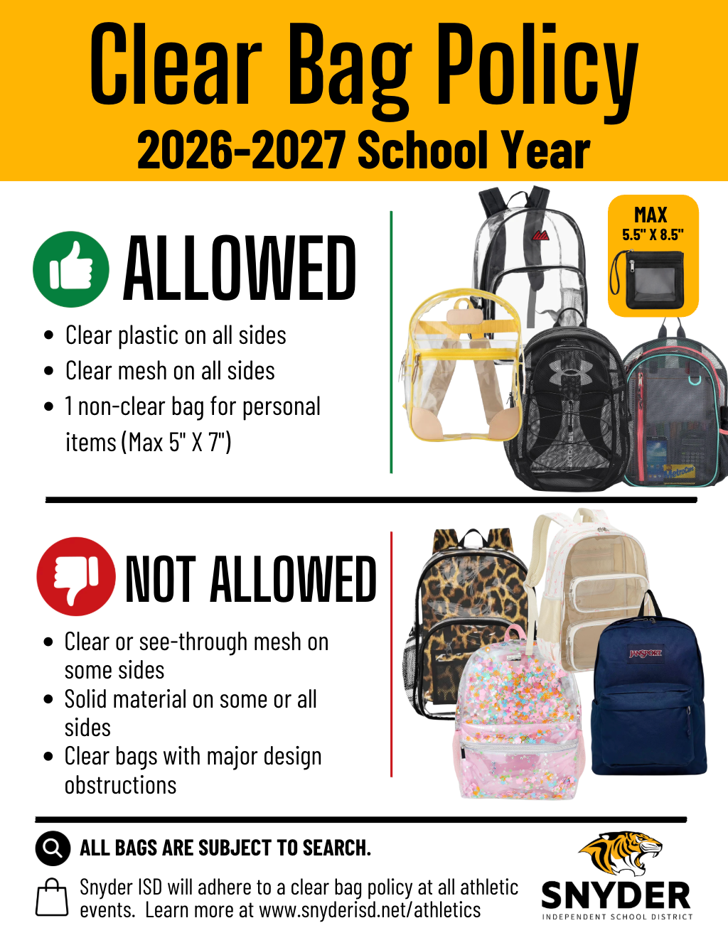 clear bag for schools