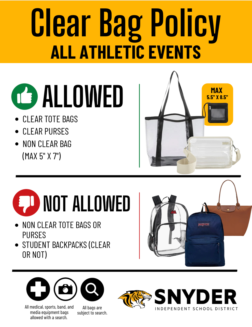 clear bag for athletics