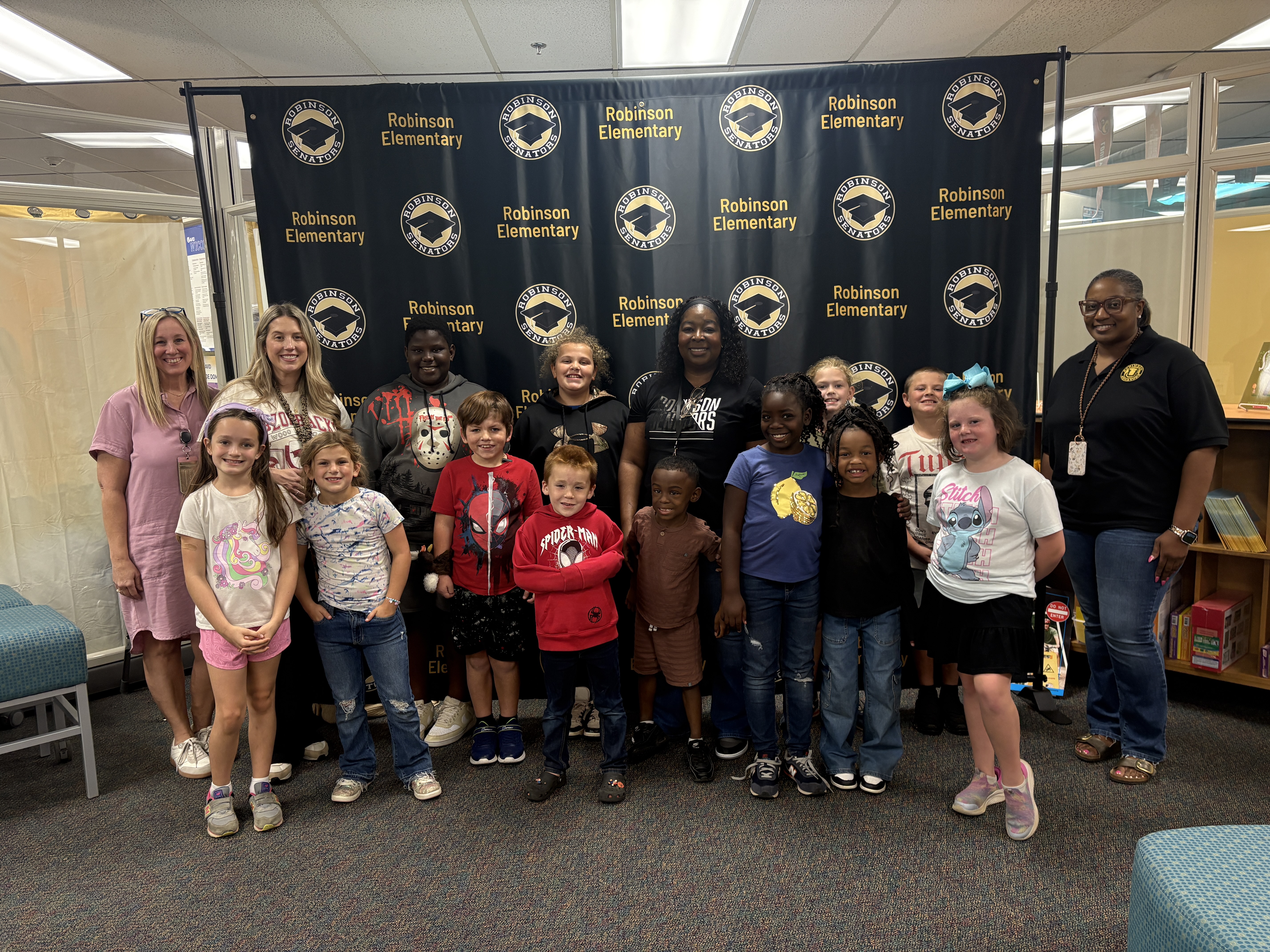 a group picture of students and staff of Robinson Elementary