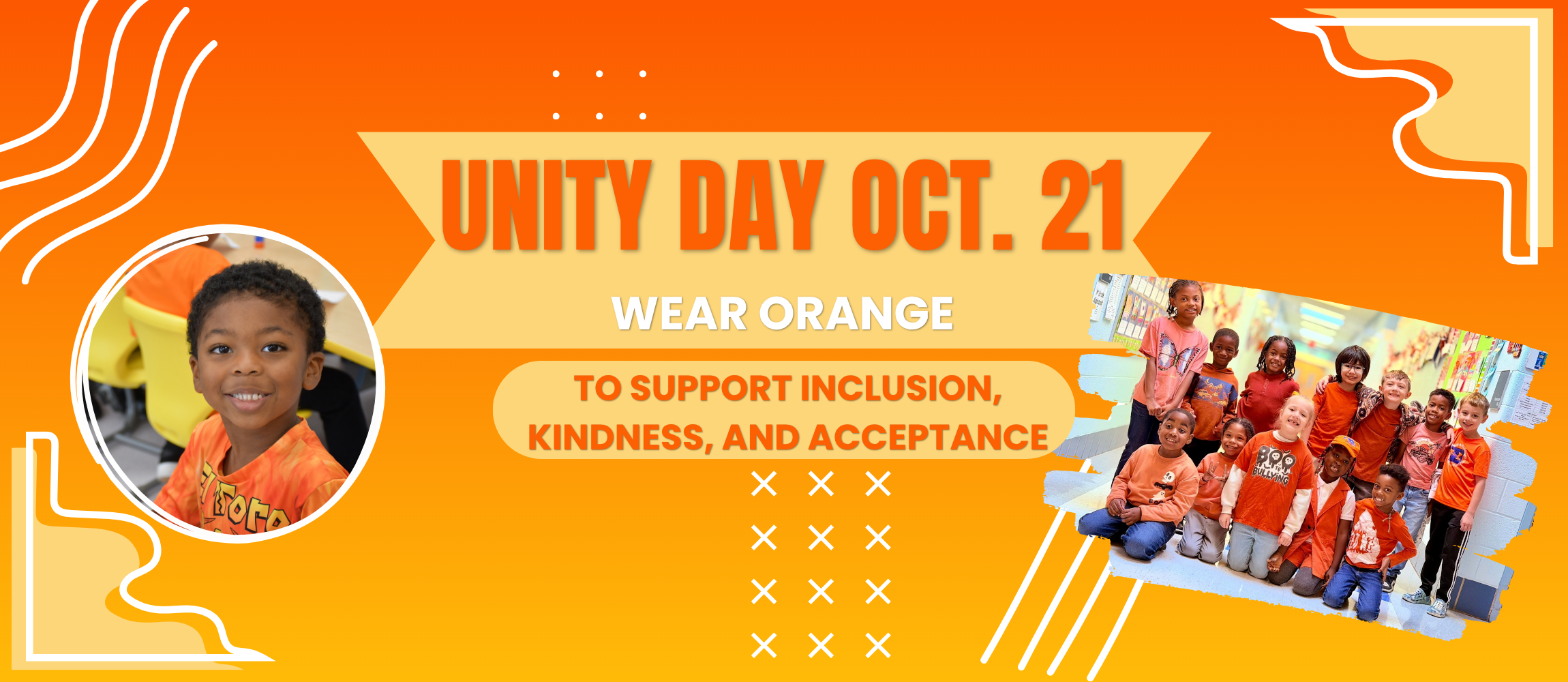 orange background with words unity day
