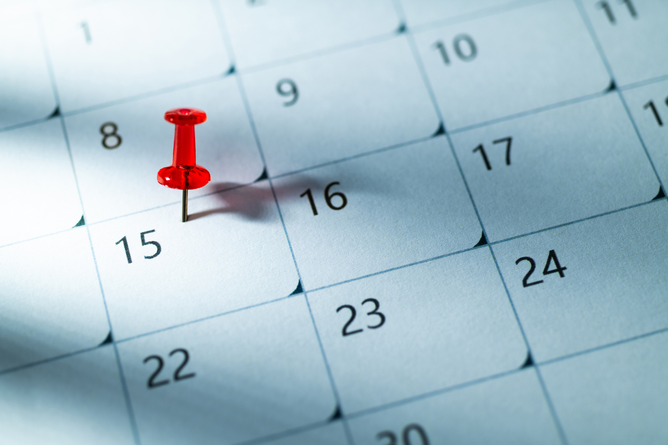 calendar with a pin in a date