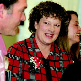 Ellen Gott smiling after receiving the 2010 Chillicothe R-2 Teacher of the Year Award.