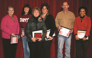 Laurinda Davison (middle, front) is shown with the other nominees (left to right): Marty Rogers, Yvonne Haslar, Julie Chastain, Richard Gibson, and Kathryn Midgyett.