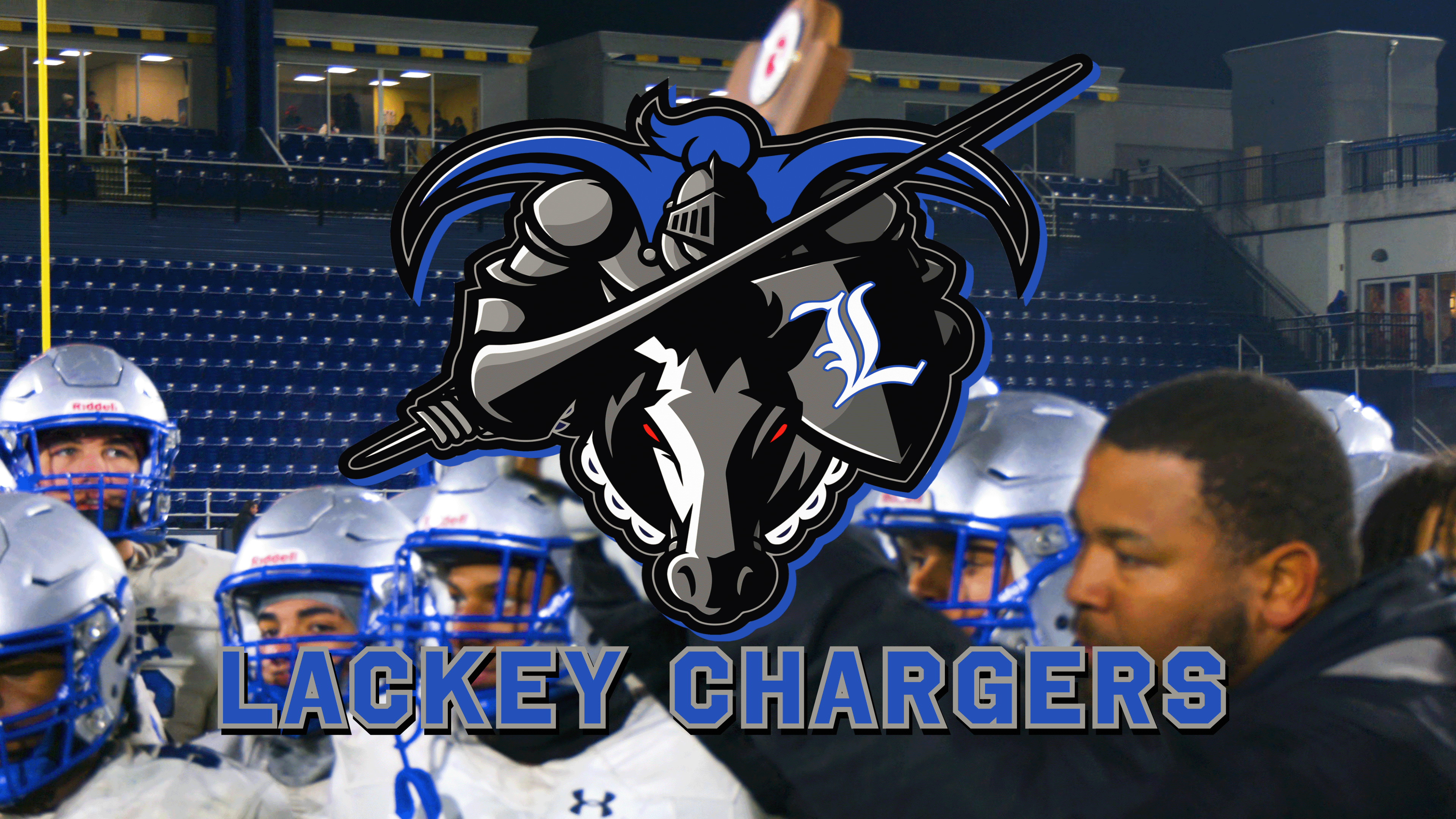 Lackey football team with school logo