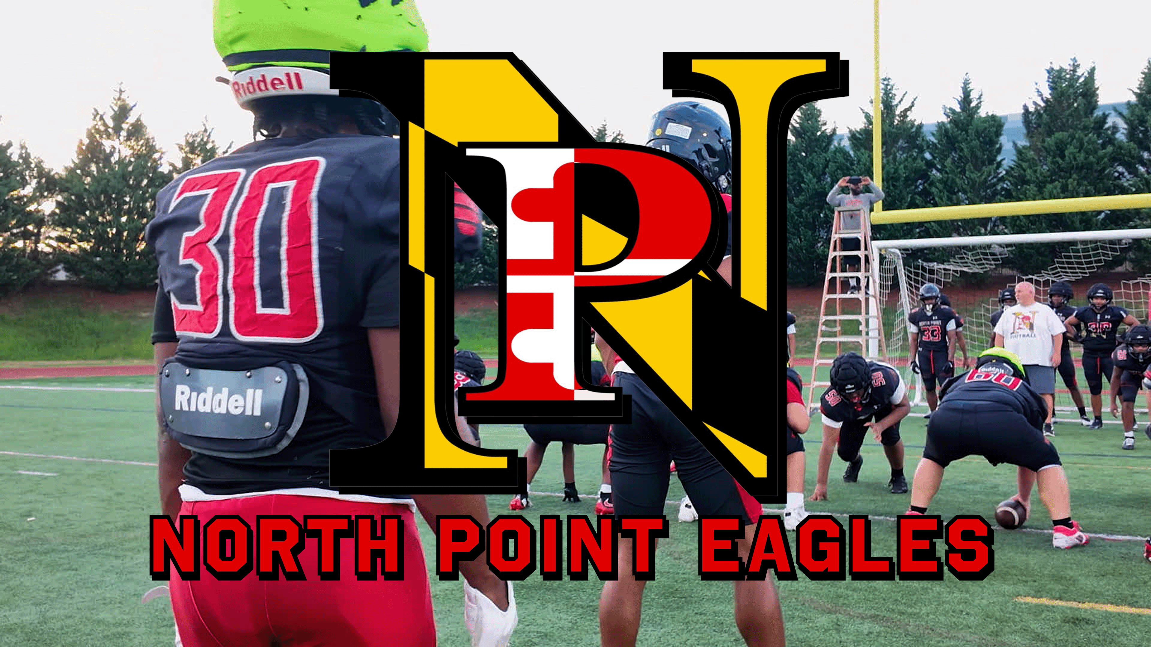 North Point football team with school logo