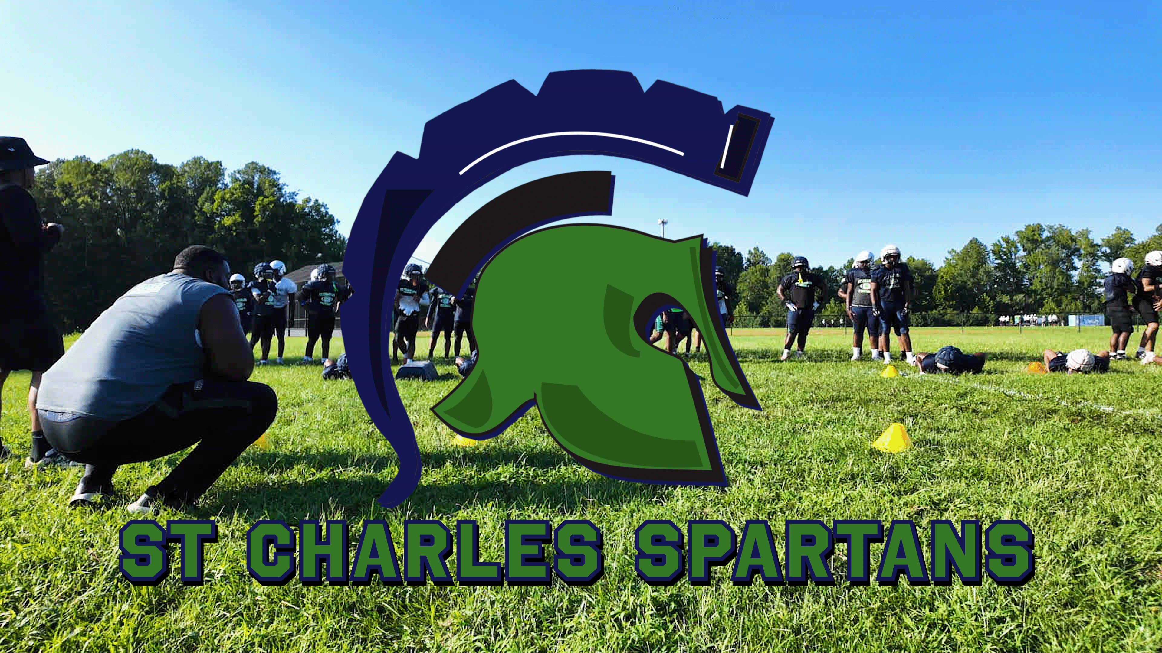 St. Charles football team with school logo