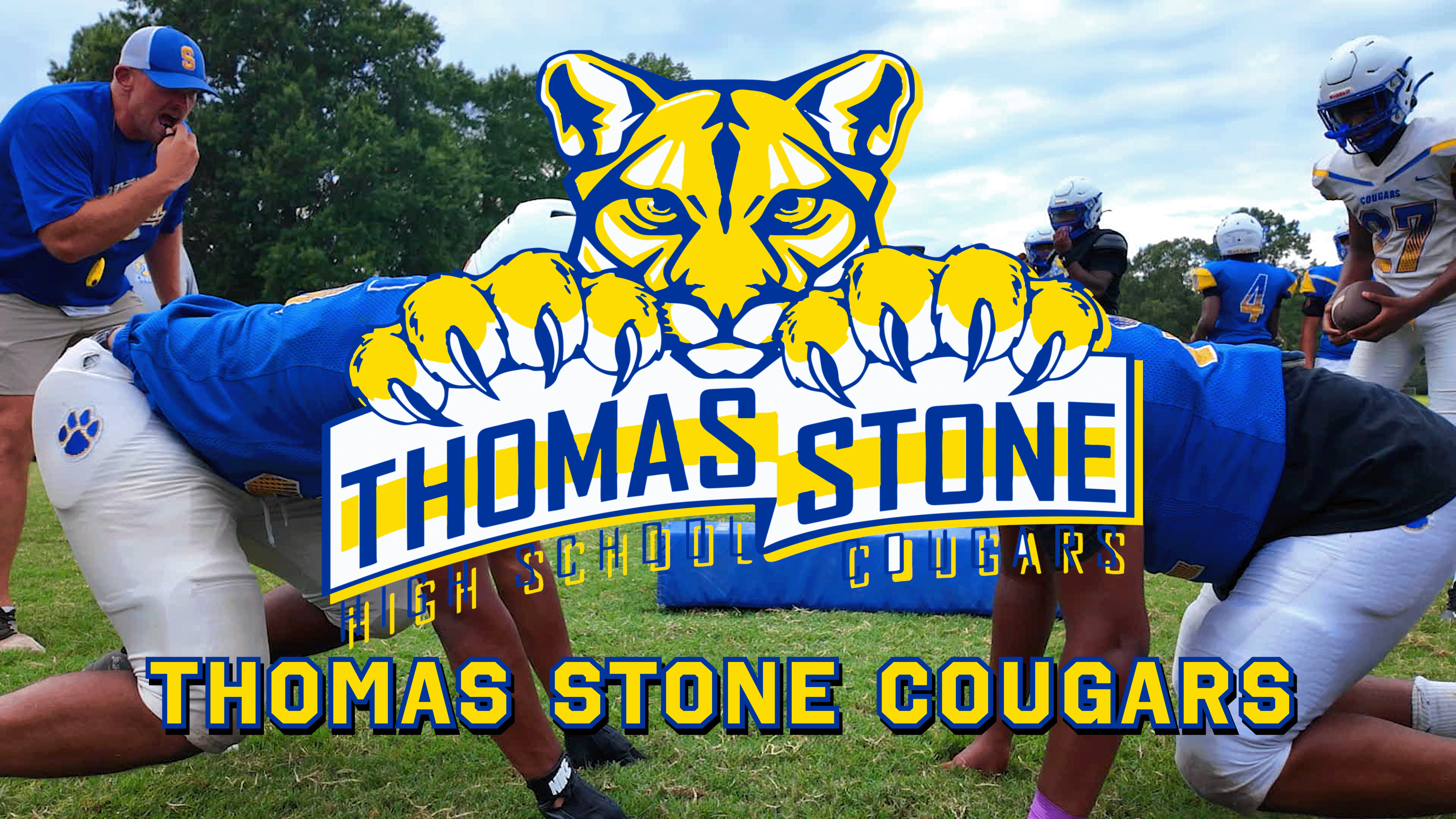 Stone's football team with school logo