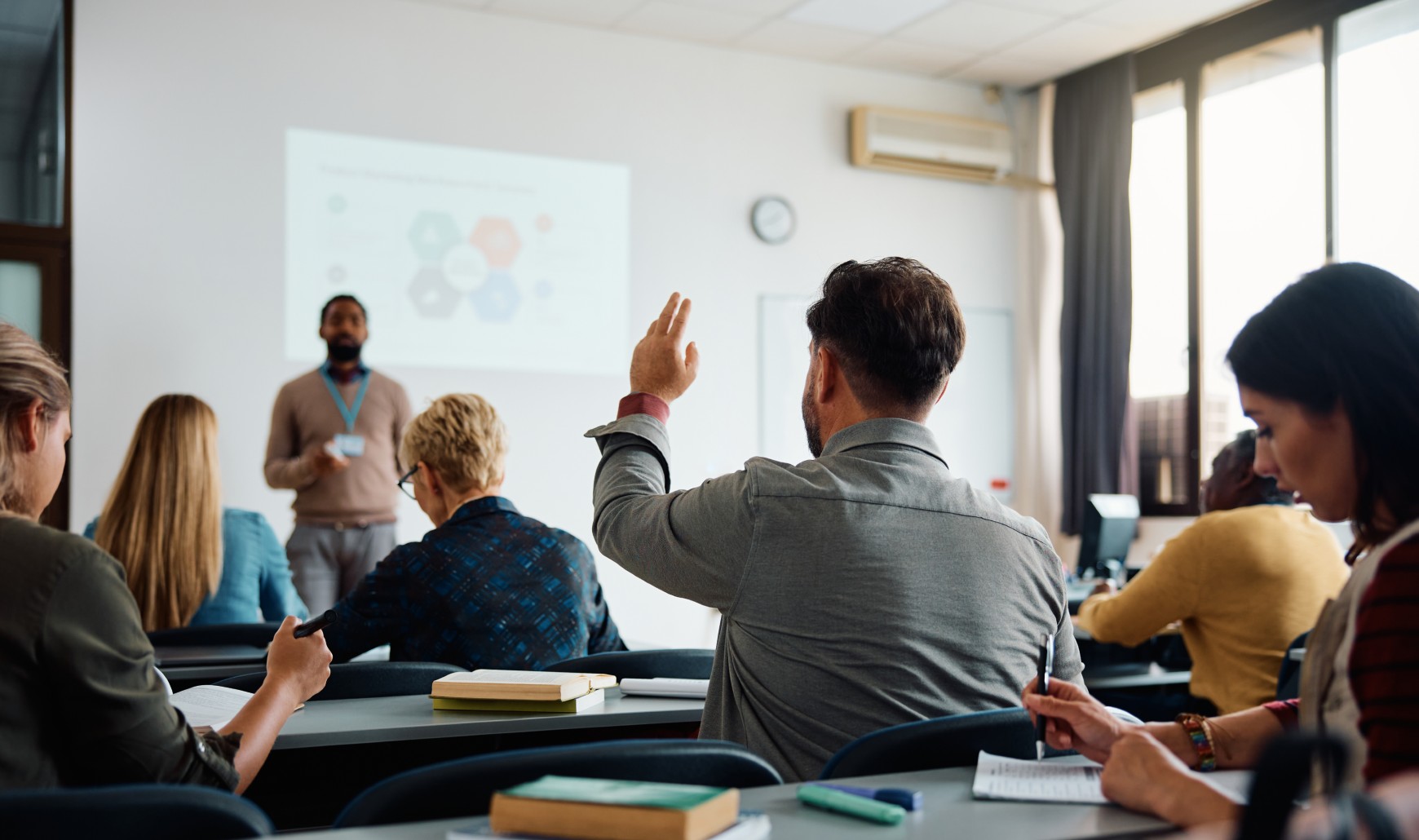 Adult students in a classroom
