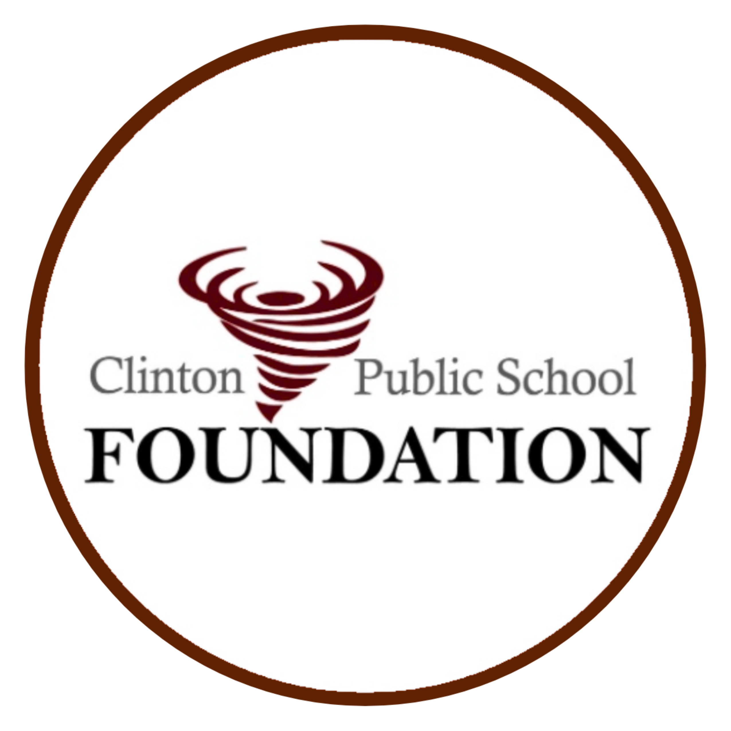 Clinton Public School Foundation logo with maroon tornado