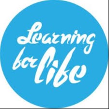 A blue circle which reads 'learning for life'