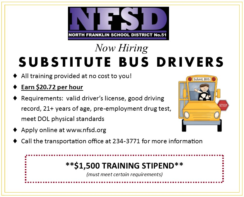 Now Hiring - Substitute Bus Drivers