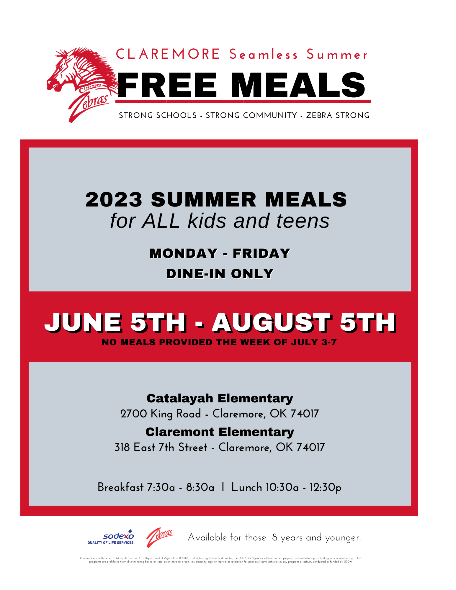 Free Summer Meals - information in right column