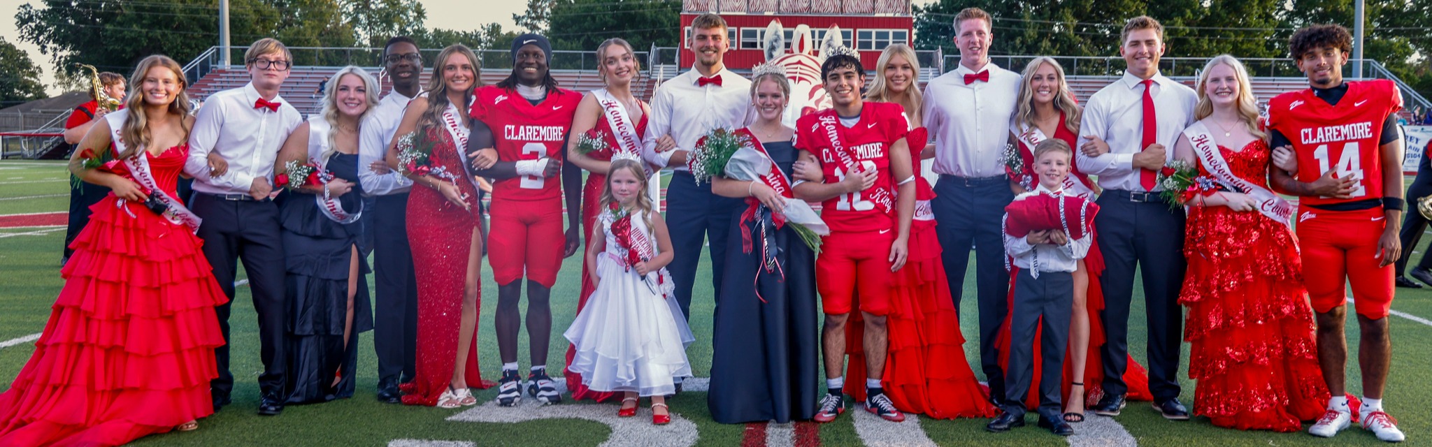 homecoming court on football field
