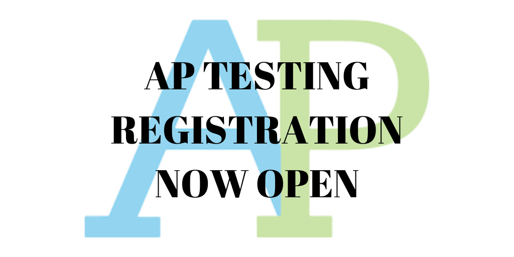 AP testing registration now open logo