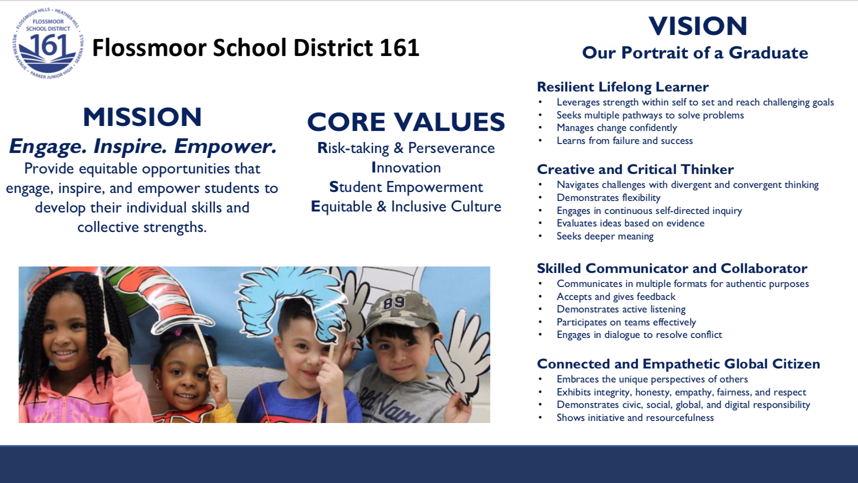 Flossmoor School District 161, Mission, Core Values & Vision