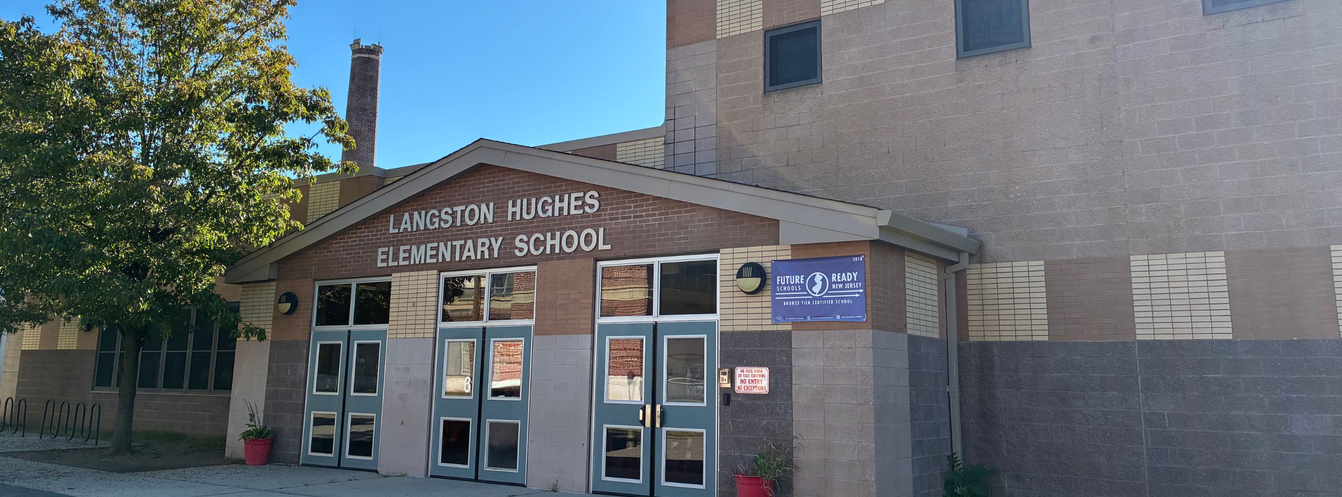 Langston Hughes school front of building