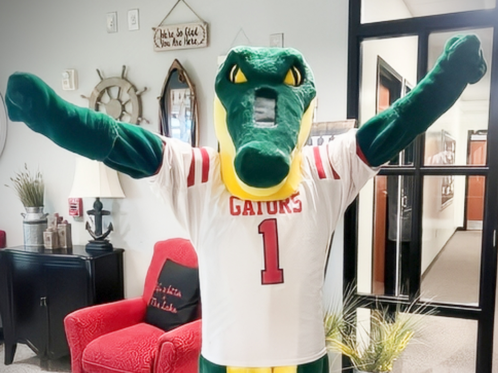 Chomp our Rainbow Lake Mascot