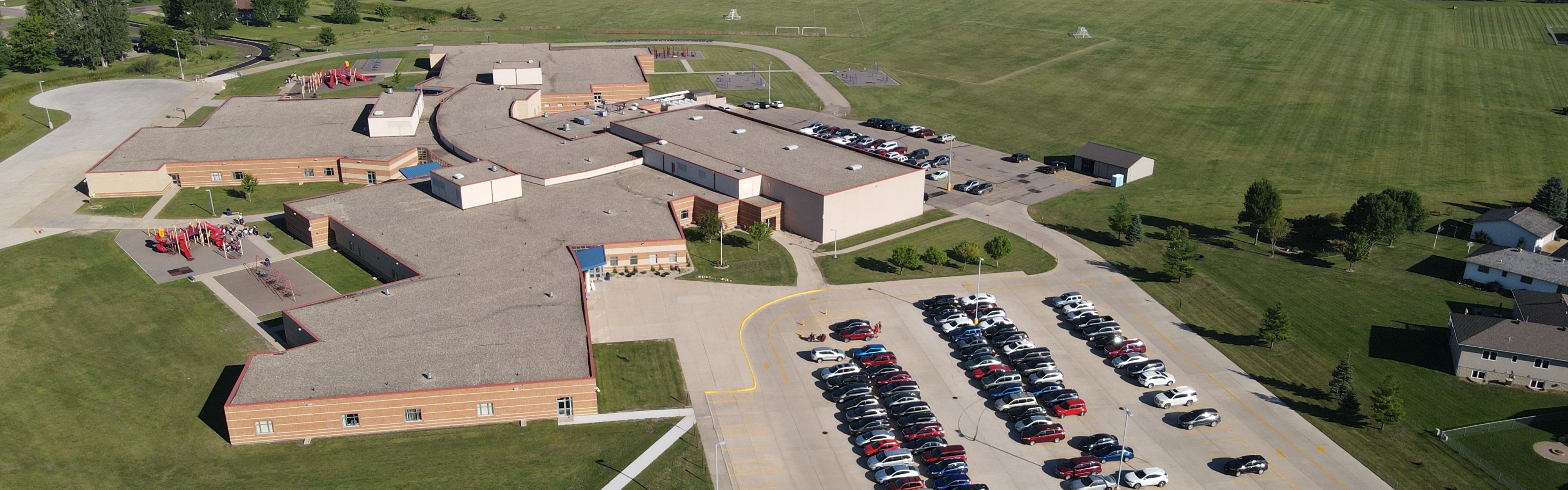 Prairie Elementary School Building and Parking Lot - Aerial View