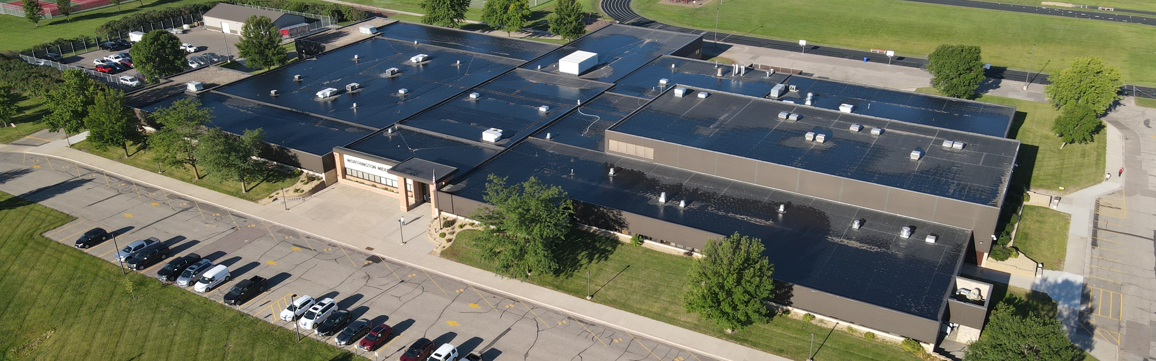 Worthington Middle School and Parking Lot - Aerial View