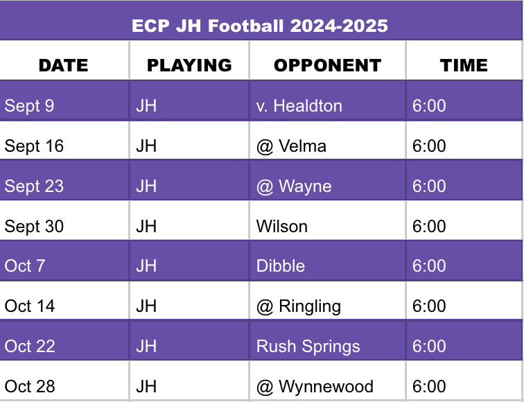 JH Football Schedule