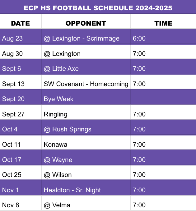 HS Football schedule