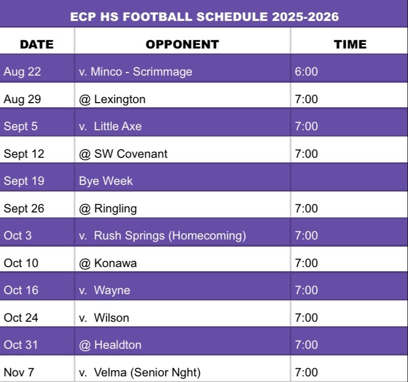 HS Football schedule