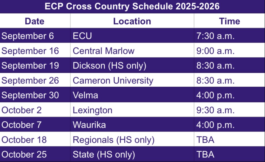Cross country schedule
