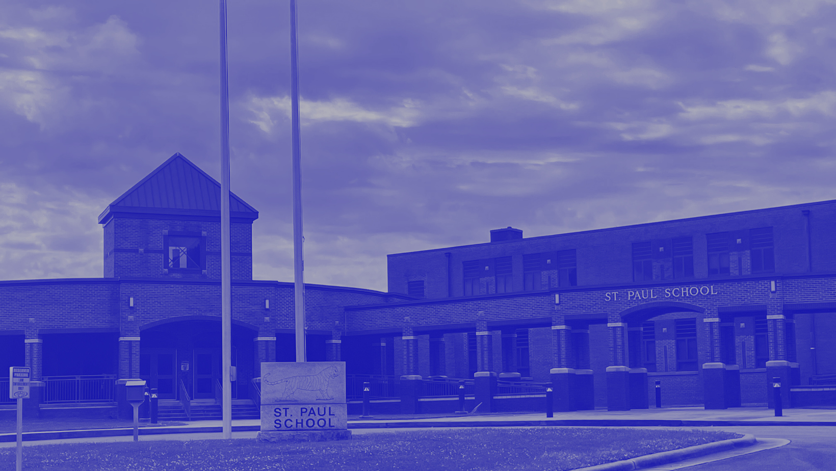 Picture of St. Paul School with a Blue Tint