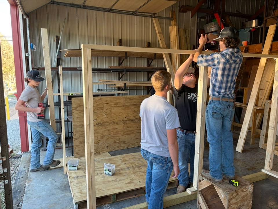 AG students building a structure