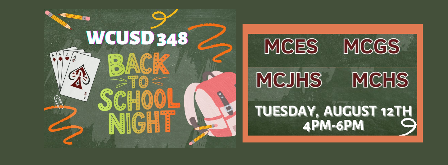 Back to School Night August 12 4-6 pm