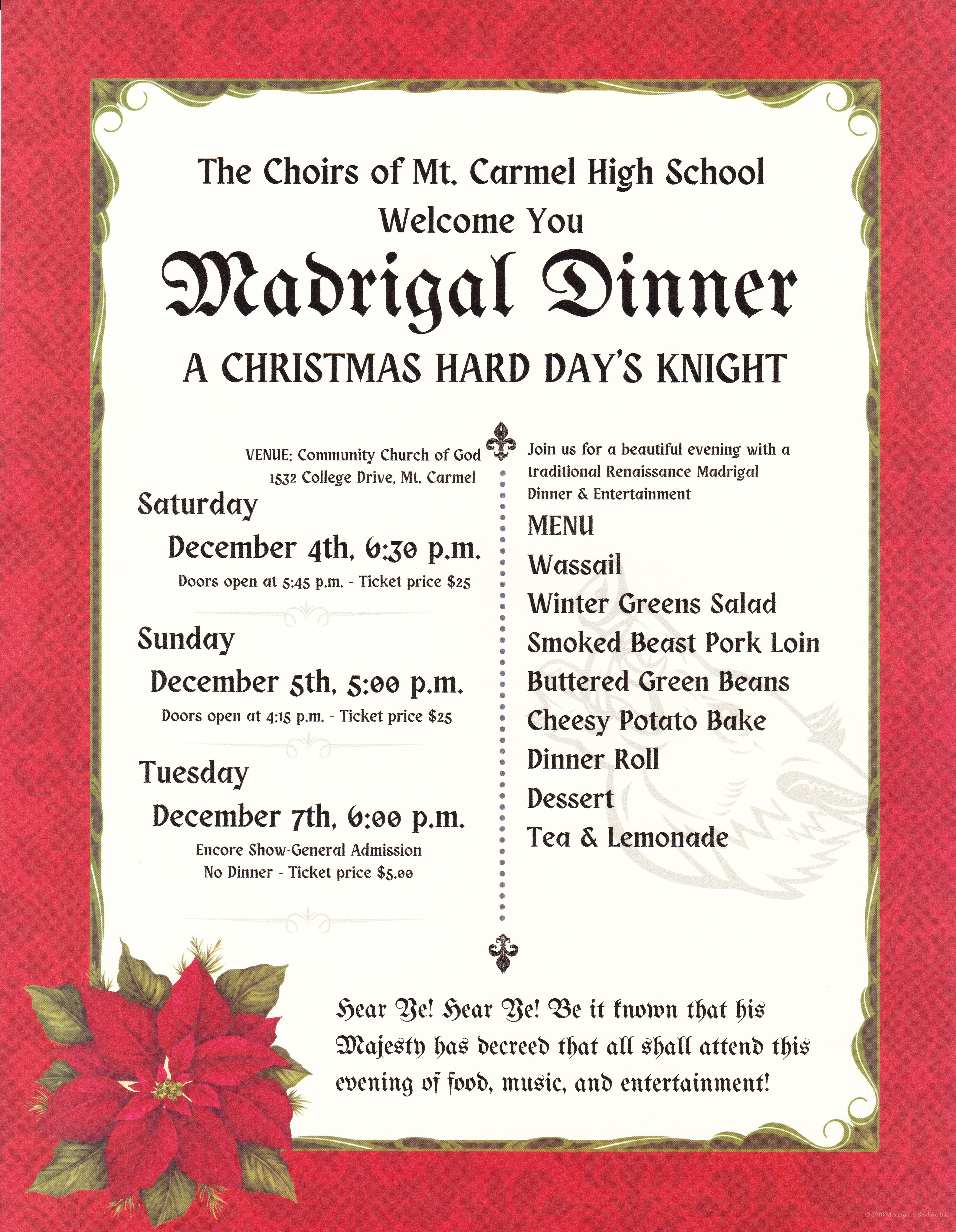 Madrigal dinner flyer