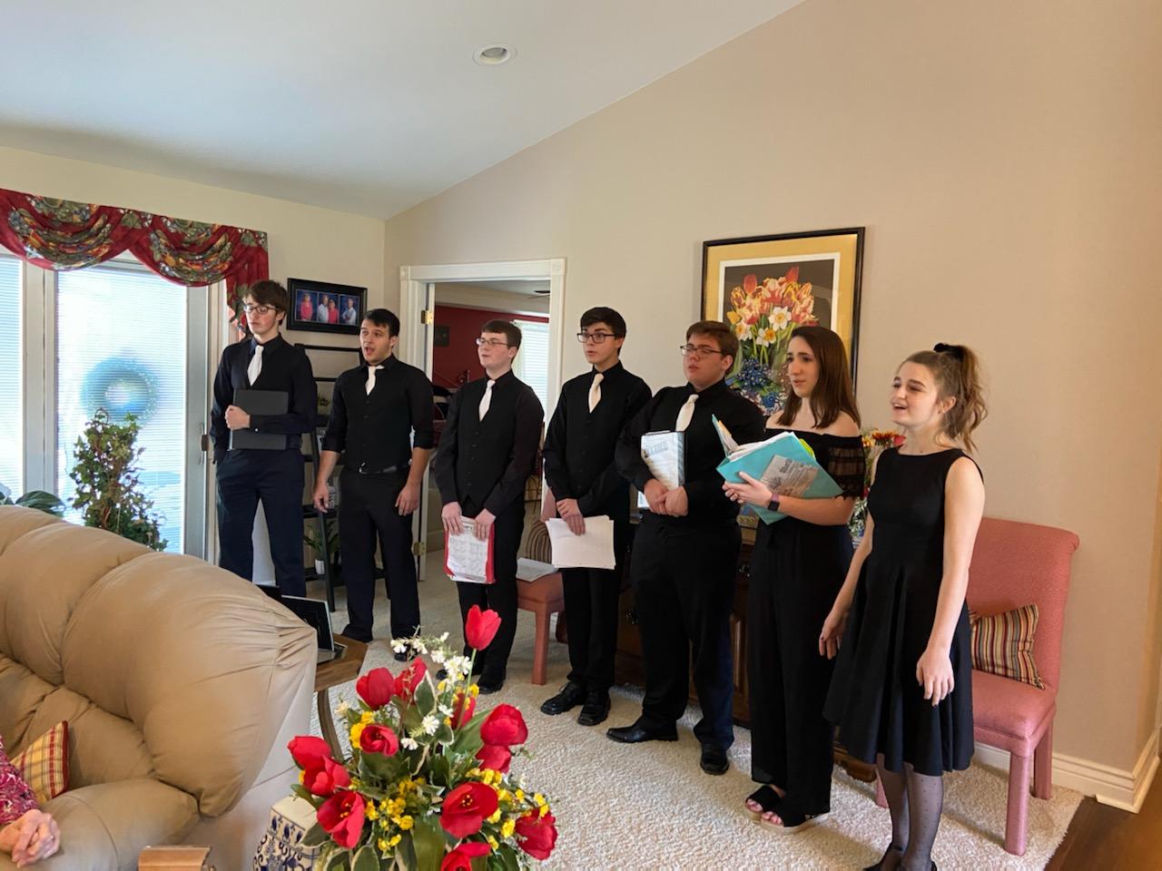 Photo of the elite group of 7 Mount Carmel High School singers.