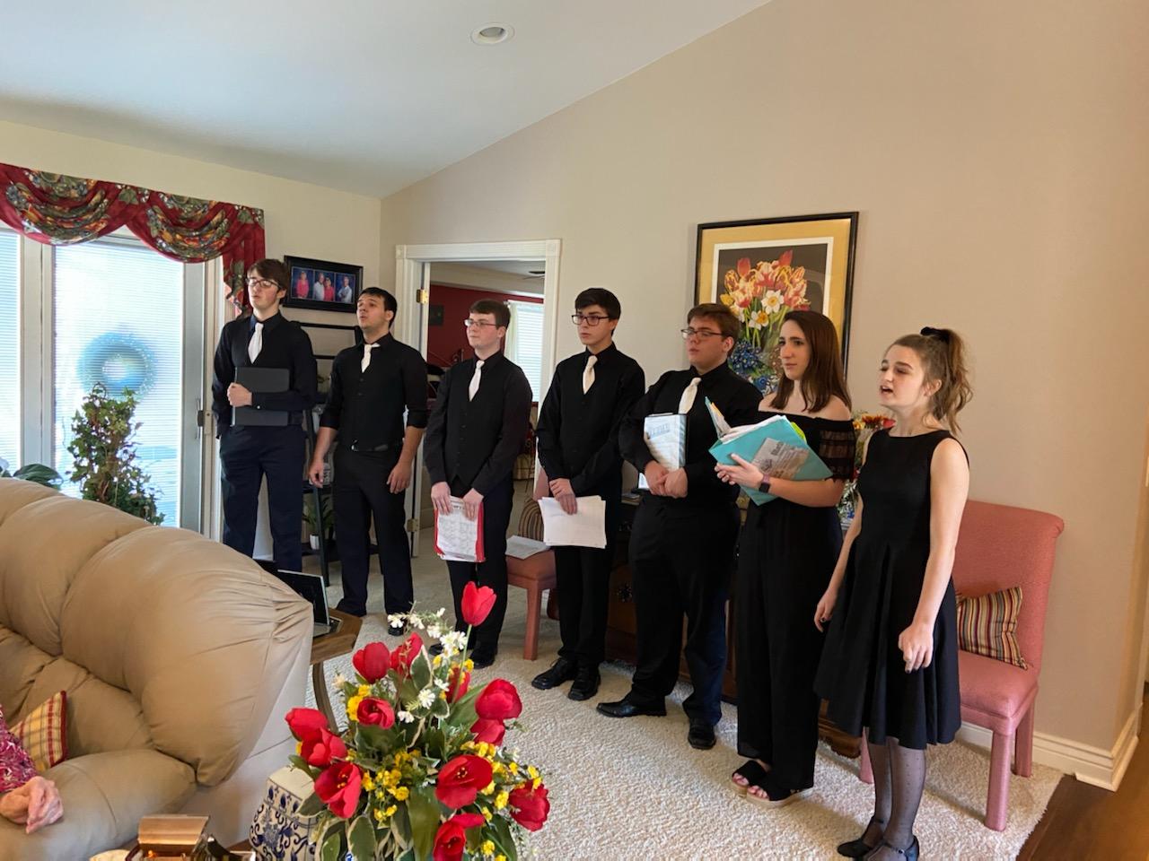 Photo of the elite group of 7 Mount Carmel High School singers.
