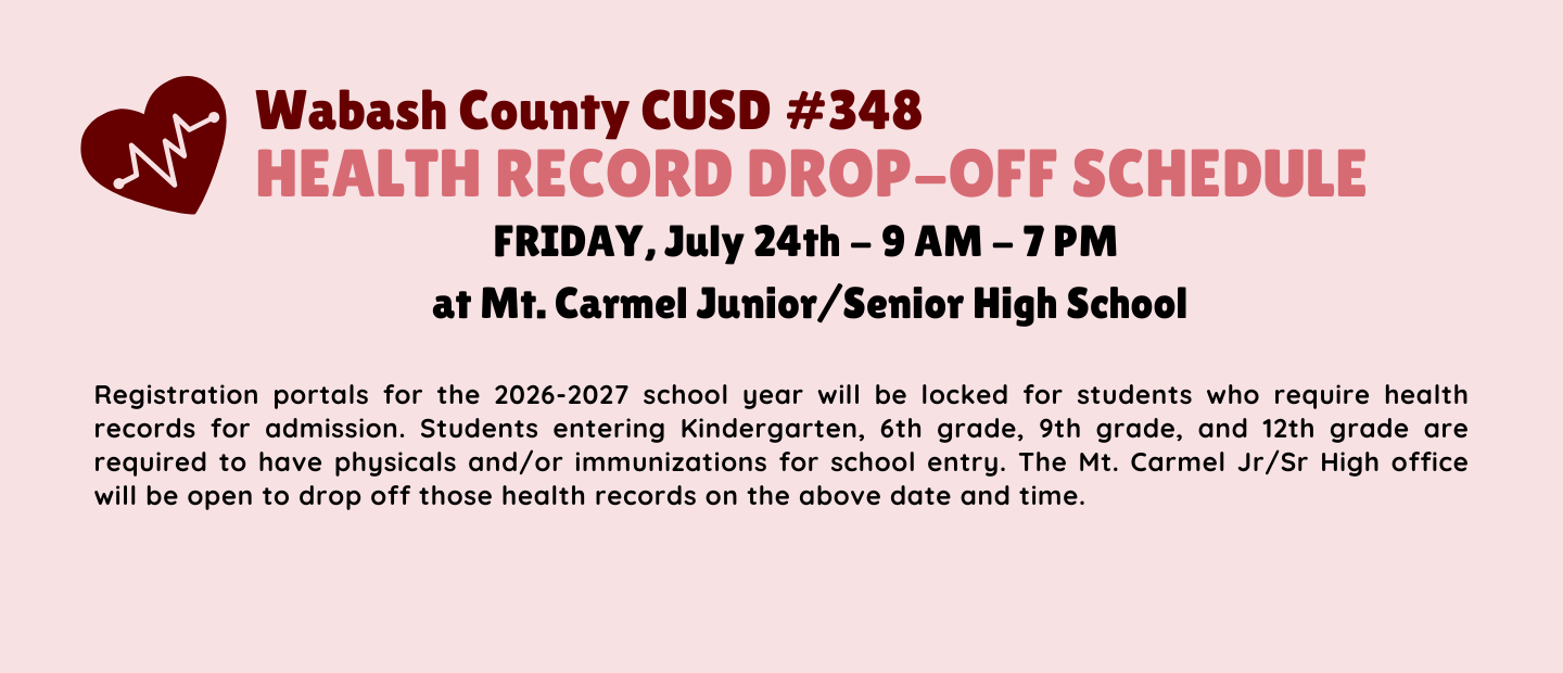 Health Record drop off schedule Friday July 24 9-7