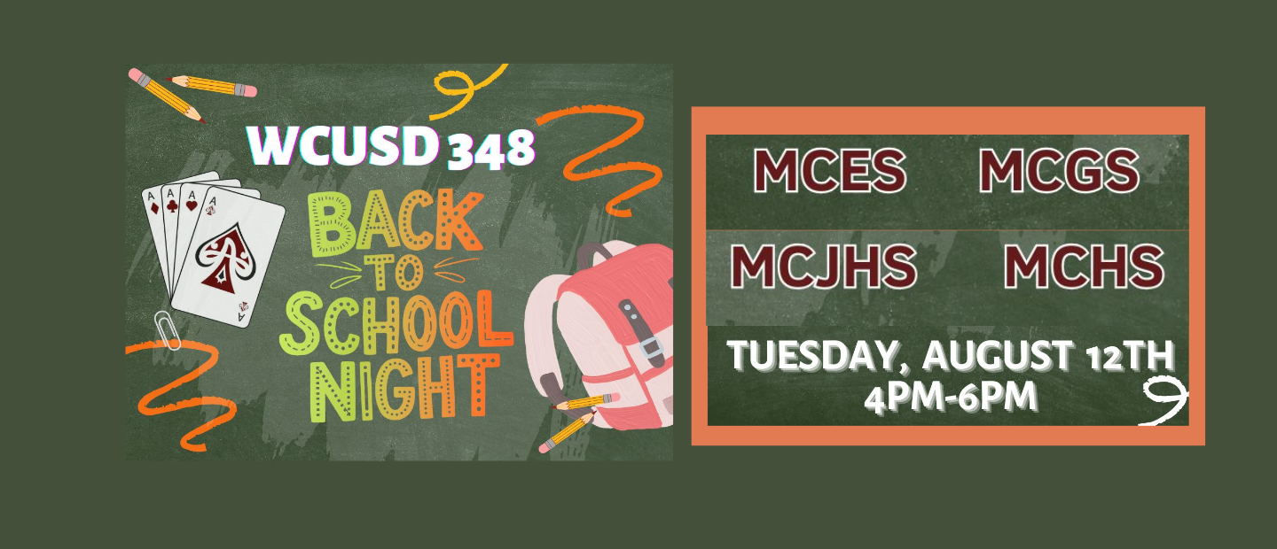 Back to School Night August 12 4-6 pm