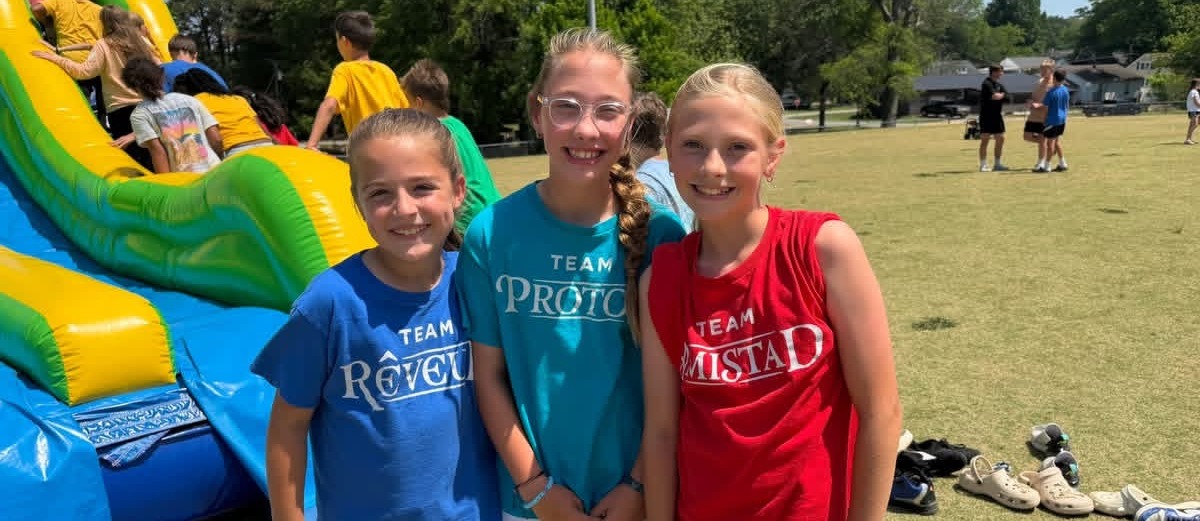 Three HMS students celebrating House Day