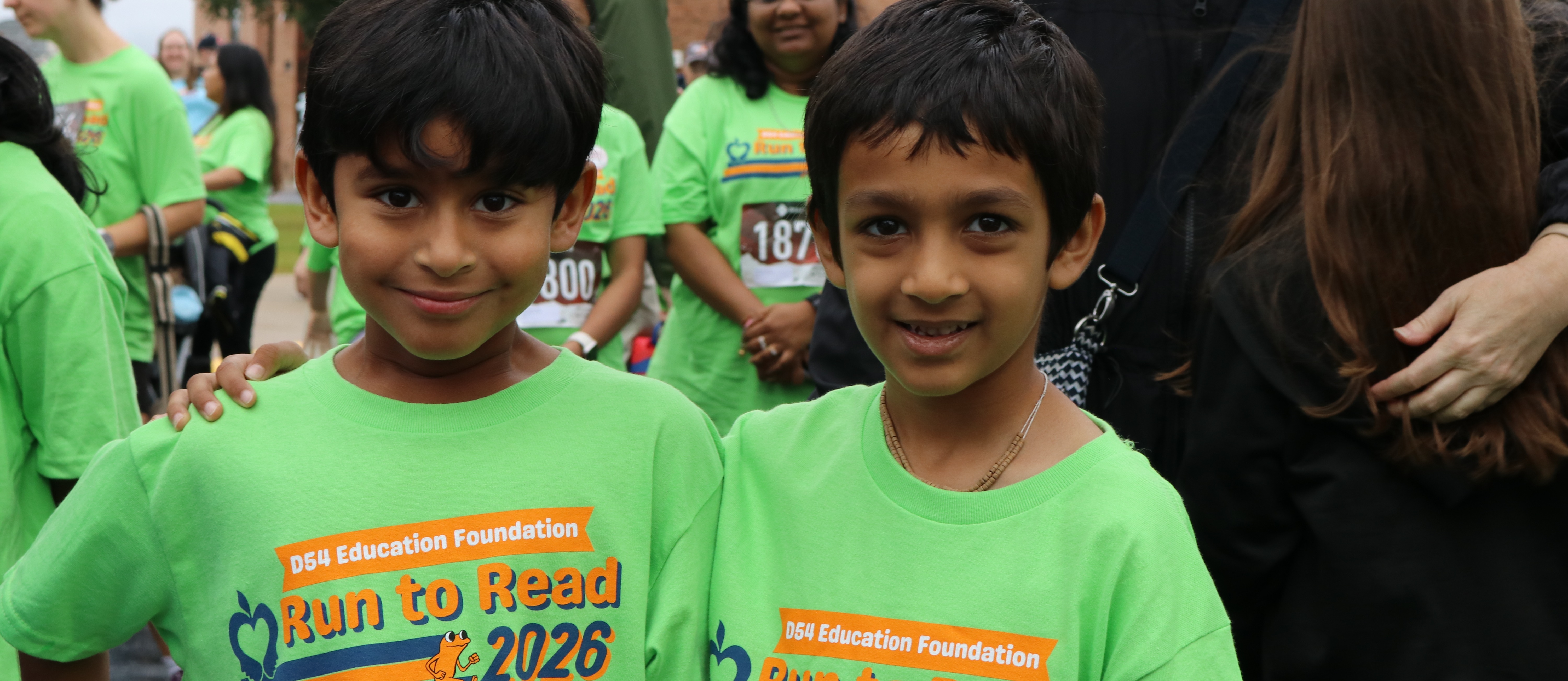 Two students running