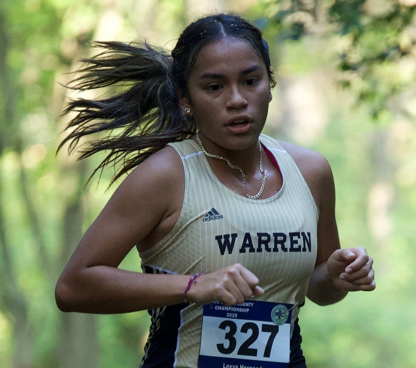 Student running at a cross country meet