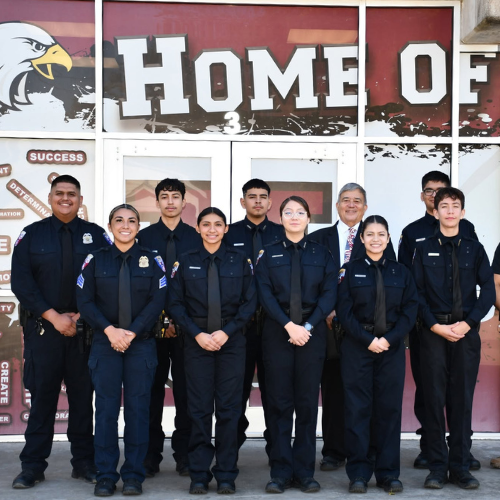 Hillsboro Police and Student Explorers Pose for Picture
