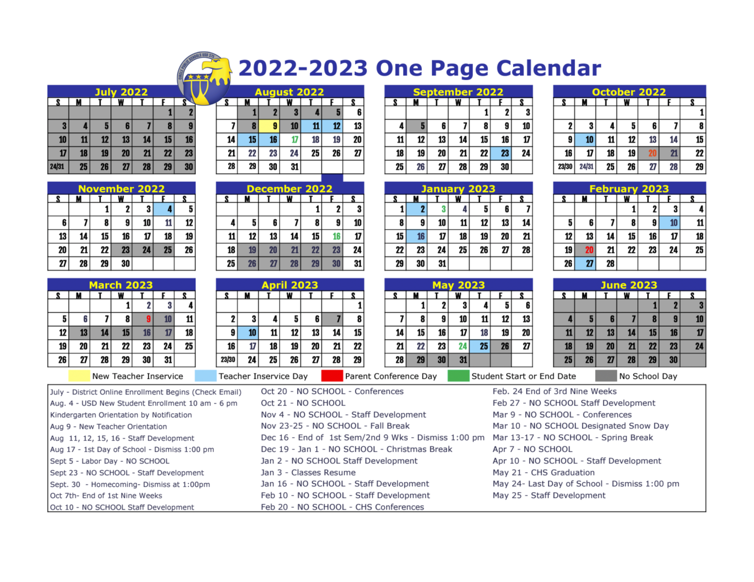 One Page Calendar