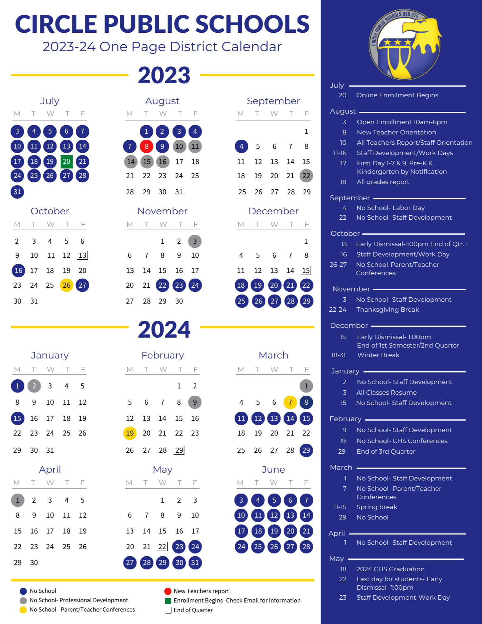 CALENDARS CIRCLE PUBLIC SCHOOLS USD 375